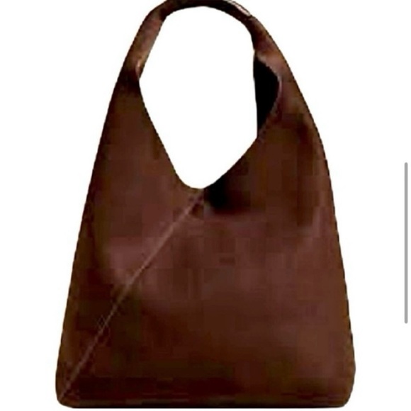NWT- Banana Republic Viral Vegan Chocolate Suede Large Slouchy Boho Bag - Picture 9 of 11